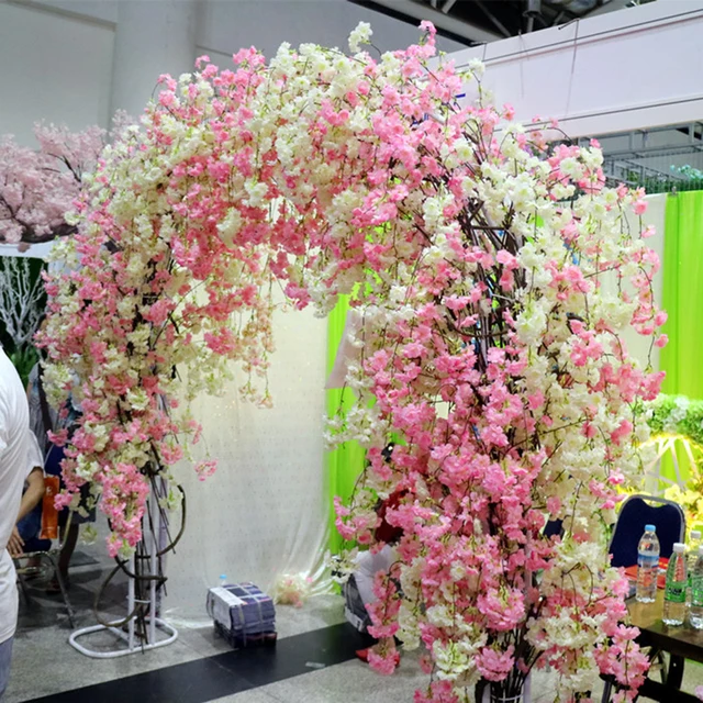 160 heads Natural vertical silk cherry blossom for wedding decoration DIY Cherry trees