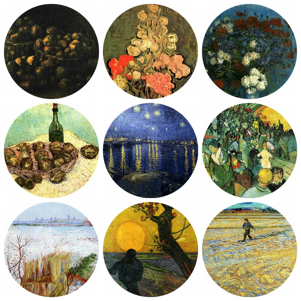 

20pcs 12~40mm Artist Vincent Van Gogh Art Paintings Collection Shed At The Montmartre With Sunflower Glass Cabochon