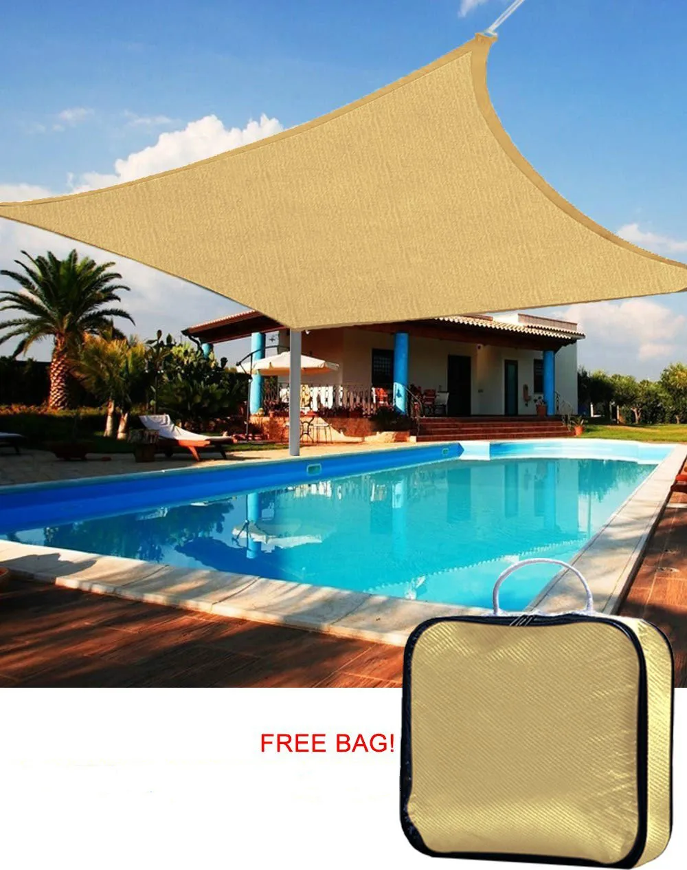 pool sun shade on 3 6 3 6m 12 12ft Straight Edge Sun Shade Sail Beige Rectangle Outdoor Shade Cloth Pergola Cover Uv Block Fabric Shade Sails Nets Aliexpress