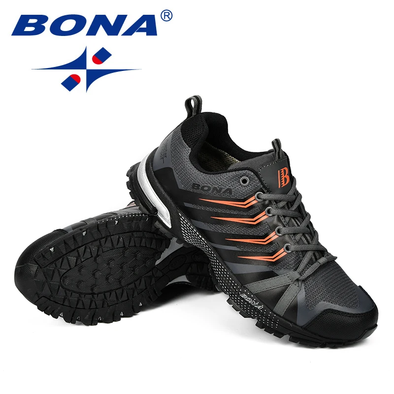 BONA New Classics Style Men Running Shoes Cow Split Mesh Men Sport Shoes Outdoor Jogging Shoes Comfortable Sneakers Light Soft