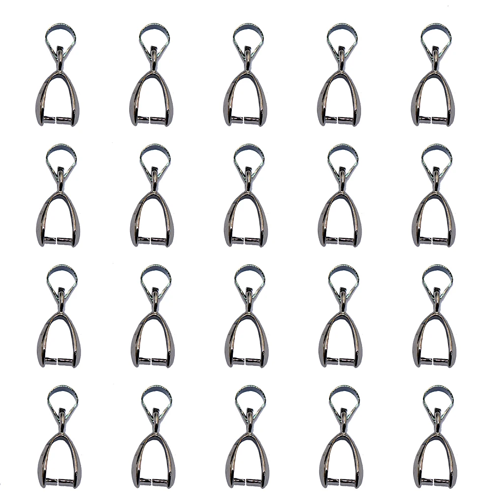 Phenovo 20 pcs Clasp Pinch Clip Bail Pendant Connector Jewelry Components Findings for pendant Making
