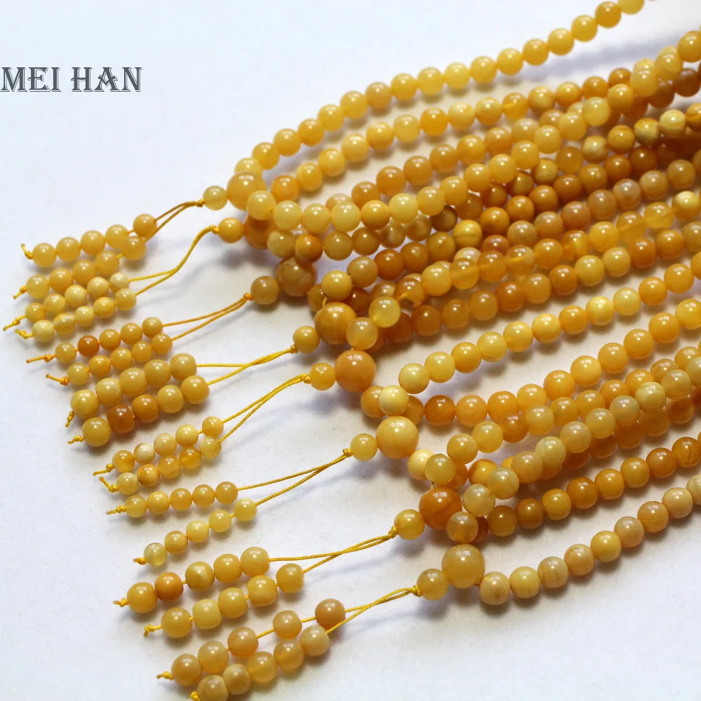 

Meihan Free shipping 6-6.5mm (108 beads/set/14g) natural Amberr the Baltic sea Beewax round loose beads for jewelry making