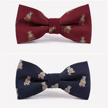 Новинка,, мужской галстук-бабочка с рисунком милого медведя, хорошее качество, для свадьбы и вечерние, цвета красного вина, синего цвета, галстук-бабочка для мужчин