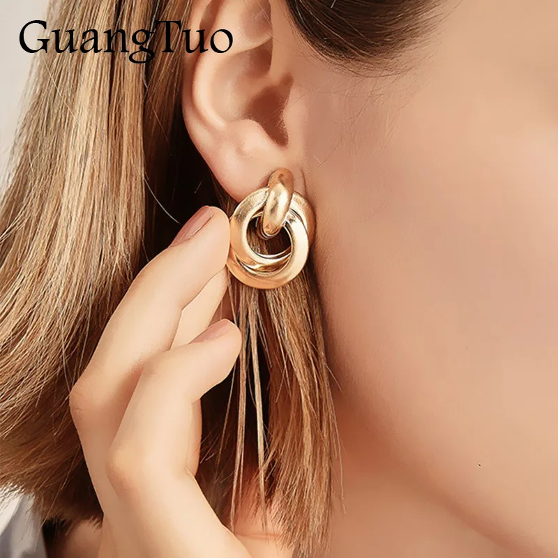 

EK2202 New Trendy Gold Twisted Small Stud Earrings 2018 Metal Statement Earring Prisoner Classic Minimalist Beautiful Jewelry