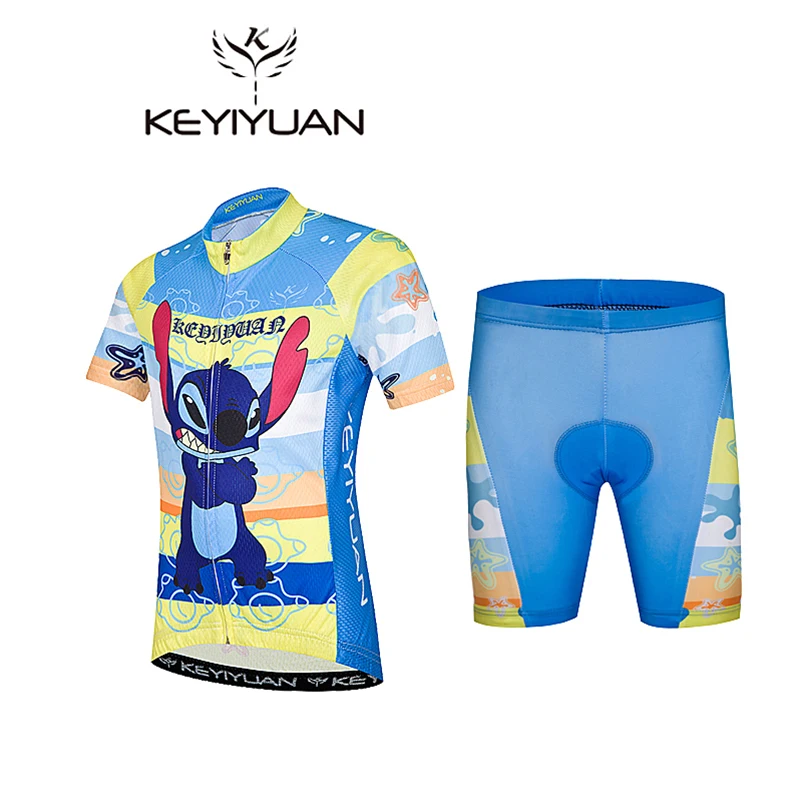 

KEYIYUAN Stitch pattern cycling children's clothing short sleeve children men and women breathable mountain bike cycling