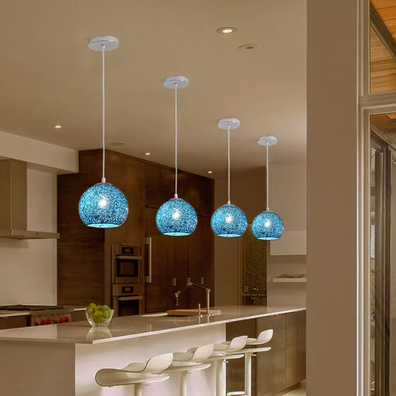 Us 27 13 48 Off Bedroom Pendant Lights For Kitchen Island Ceiling Lamp Modern Blue Lighting Bar Aluminum Light Home Indoor Lights Bulb For Free In