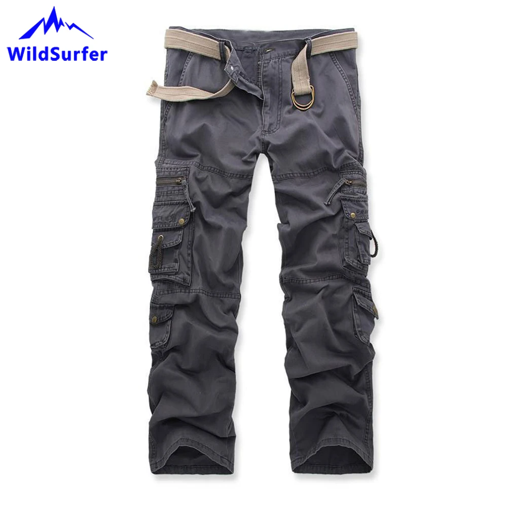 Men's Multi Pocket Military Tactical Trousers, Cotton Overalls Pants, Trekking Pants, Hiking, Plus Size