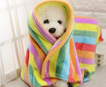 

FD59 Free shipping Colorful Pet dogs cats Rainbow Fleece bed blanket Cute Super Warm Puppy dog Cat Mat Bed Sofa Pet supplies