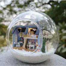 DIY 12 см Мини Дом Романтический стеклянный шар дом собрать подарок игрушки подарки для влюбленных День Святого Валентина Рождество год