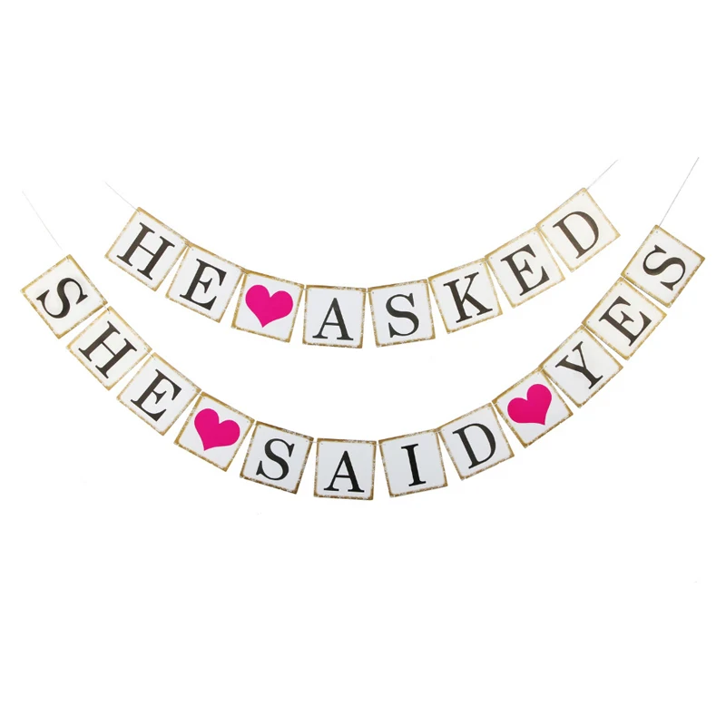 

Rustic Wedding Decor "HE ASKED SHE SAID YES" Hanging Banner Wedding Sign For Bridal Shower Party Engagement Decorations