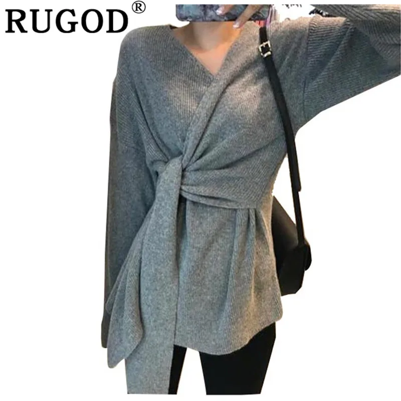 RUGOD однотонные повседневные женские топы винтажные Модные трикотажные свитера с