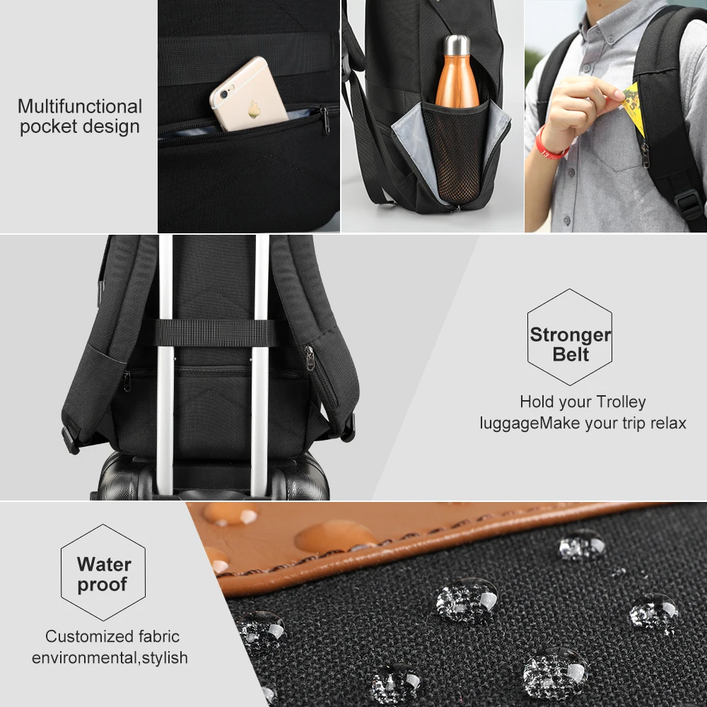  Tigernu Anti Theft Patented Zipper TSA Lock No Key Design Men USB 15.6 inch Laptop Backpacks School