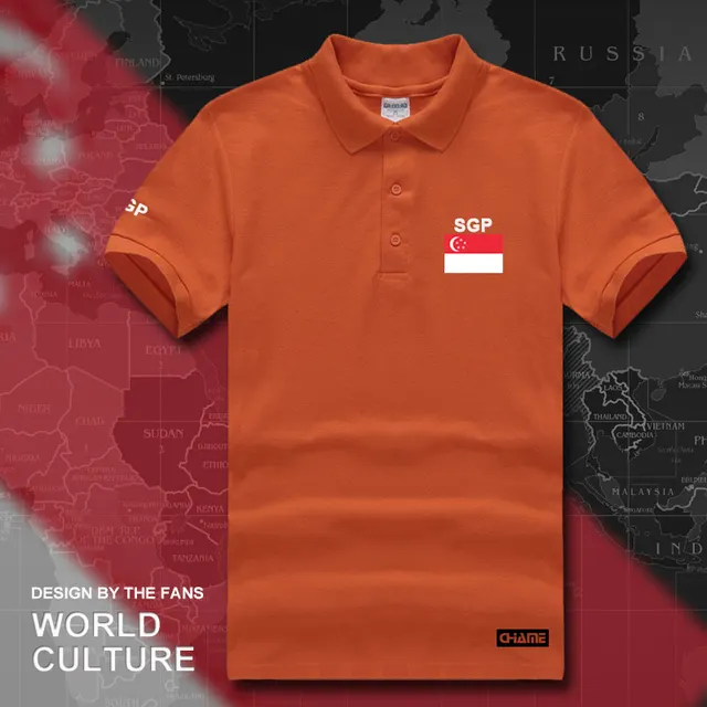 Singapore polo shirts men short sleeve white brands printed for country