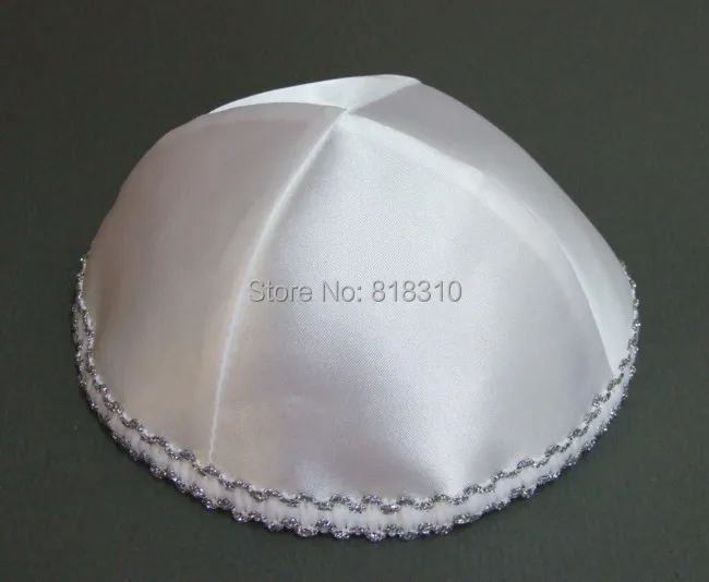 Еврейская кипа KIPPOT YARMULKE атласная кружевная кайма 20 см