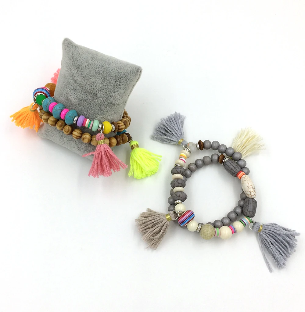 Bohemia Ethnic Friendship Bracelets Colorful Tassel Charms Bracelets Rosary Beaded Bangle Charm Bracelets For Women