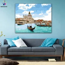 DIY цвета картины по номерам с цветами Grand Canal вода город пейзаж Картина Рисунок Живопись по номерам Обрамленный дом
