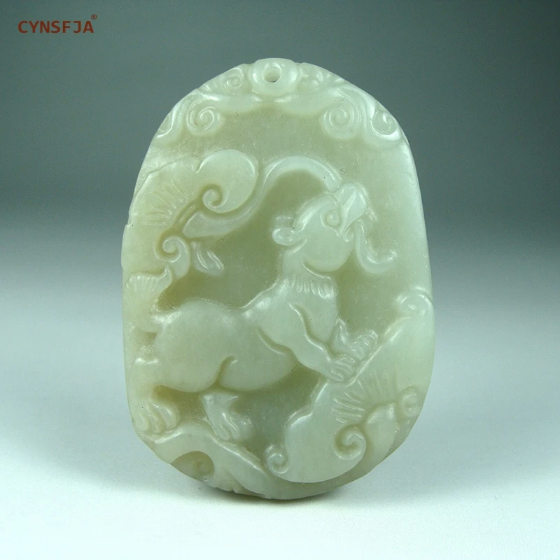

Certified Natural Hetian Jade Nephrite Charm Lucky Dog Jade Pendant Green White High Quality Hand Carved Wonderful Gifts
