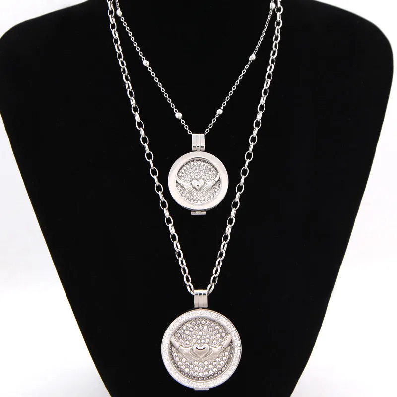 

Vinnie Design Jewelry Hot Selling 2pcs Interchangeable Pendant Necklaces Crystal Claddagh Coins Disc for Stainless Steel Pendant