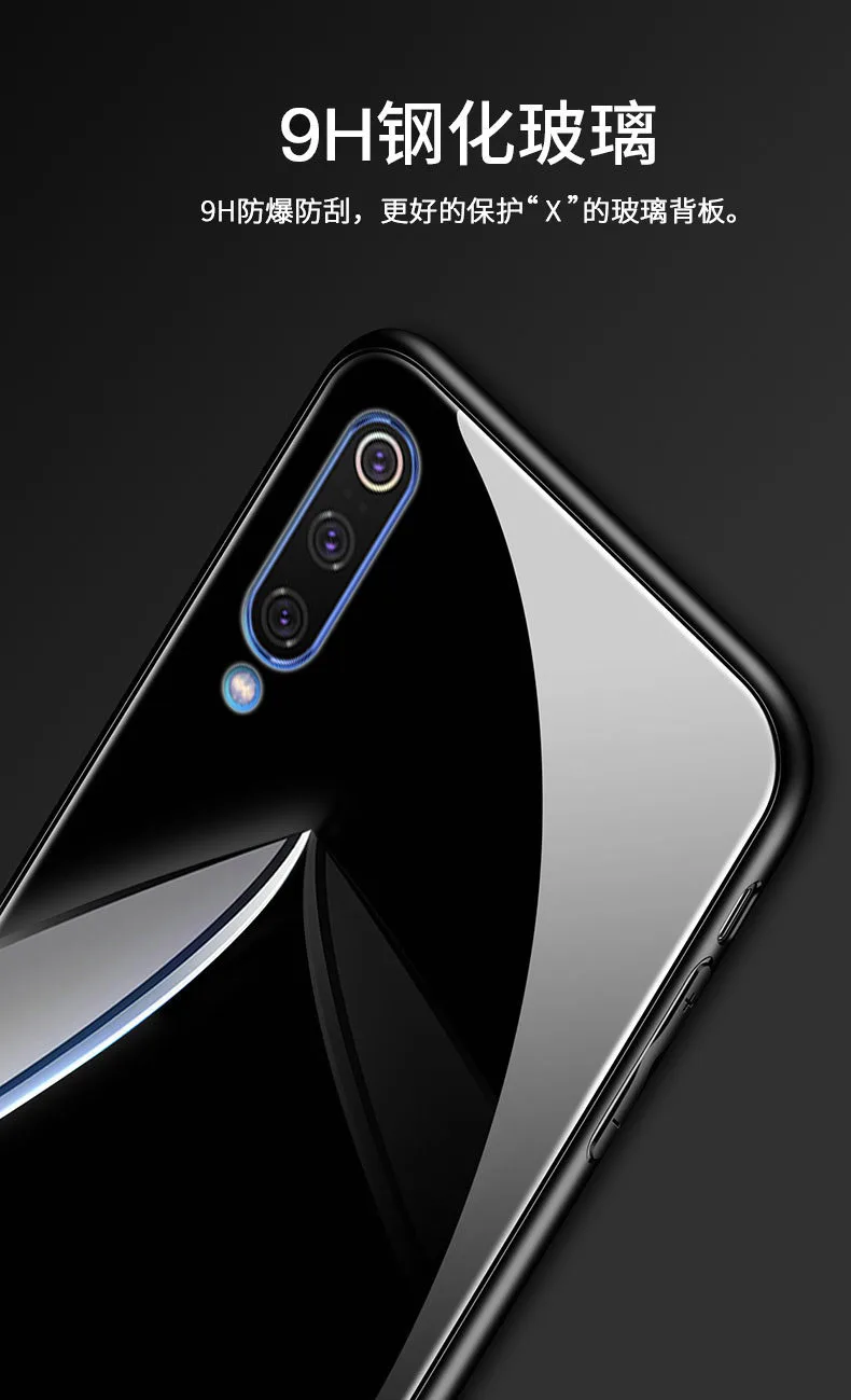 For Xiaomi Mi 9 Case Luxury 9H Hard Tempered Glass Protective Back Cover Case for xiaomi mi9 xiaomi 9 full cover phone shell