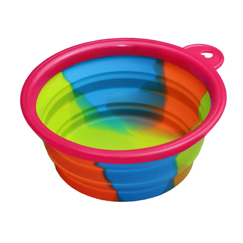 Folding Dog Bowl Outfit Portable Travel Bowl Dog Feeder Water Food Container Silicone Small Mudium Dog Pet Tools - Цвет: F