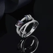 Настоящее серебро 925 пробы Геометрические линии кольца Цветной Циркон Камень маленькие круги anel bijoux Ювелирные изделия для вечеринок для женщин