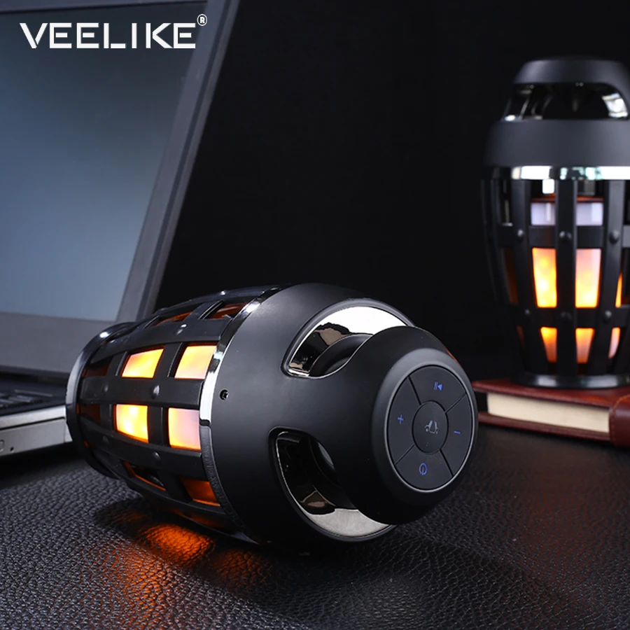 

Creative Bluetooth Speaker LED Flame Light Rechargeable Battery LED Ambient Light Flame Effect Stereo Atmosphere Lamp Gift Light