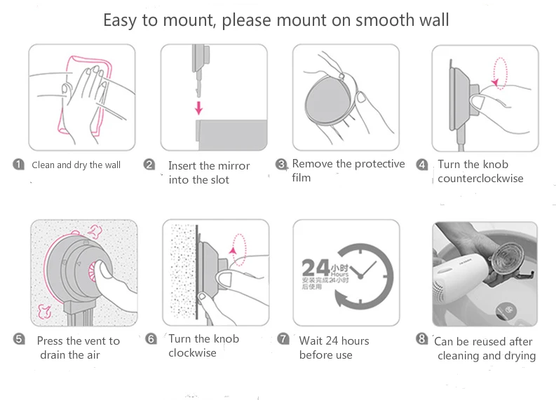 Online Modern Drill free Bathroom Mirror 2 Side Makeup Vanity Shave Mirrors Wall Suction Folding Arm Extend Round Bath Accessories