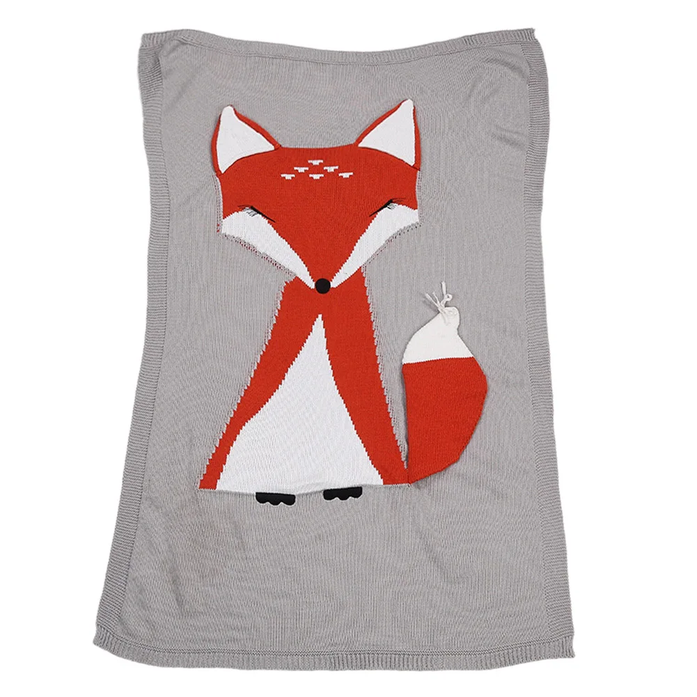 

Baby Blanket Portable Lovely Fox Wool Quilt Baby Knitting Blanket Air-condition Blanket Swaddling 110 X 70cm