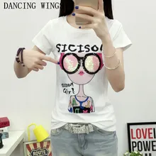 Летняя Хлопковая женская футболка с круглым вырезом и рисунком для девочек, базовая футболка с коротким рукавом, женские топы