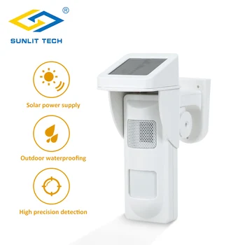 

Outdoor Wireless Solar Siren Sensor Alarm For Smart Home Security PIR Motion Sensor Pet Immunity Infrared Detector with Keyfobs