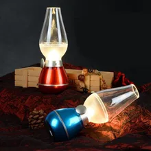 Винтаж Стиль Свадебные украшения/реагирующая на задувание в стиле ретро, керосиновая лампа светодиодный настольная лампа с регулируемой яркостью USB Перезаряжаемые светодиодный настольная лампа