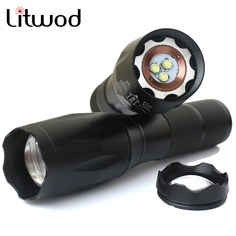

A100 led tactical flashlight 3* XM-L T6 Metallic Material 5 Switch Modes Zoomable Bright 9000LM lantern led Torch Lighting