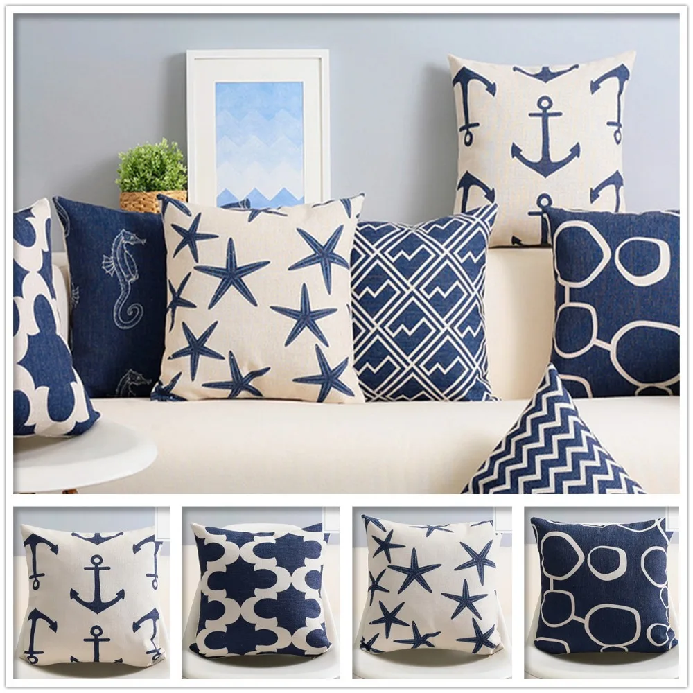 Modern Starfish Geometric Printed Chair Cushion Cotton Throw Pillow Sofa Decoration Pillow Cojines Decorativos Para Sof Cojines