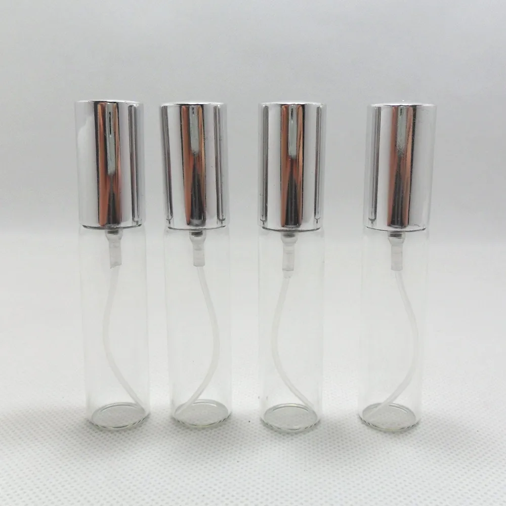 10Ml clear glass spray bottles with golden or silver cap , 10 ml clear glass perfume bottles , transparent glass spray bottles