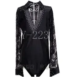 Производители продажи Пятно смешанная партия Мужчины Площади Танцы одежда Танцы отворот рукавов Y-223 Латинской Танцы рубашку можно