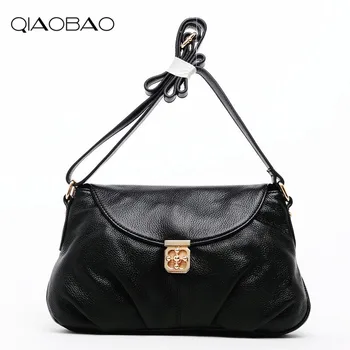 

QIAOBAO 100% Genuine Leather Bag Women Messenger Bags Crossbody Lock Bag Female Fashion Shoulder Bags for women