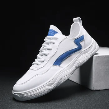

Fashionable Youth Mens Shoes Running White Sneakers Breathable Walking Canvas Shoes Men Spring Autumn Breathable Mens Flat Shoes
