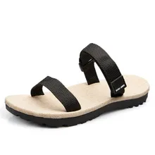 Льняные тапочки мужские летние новые г. медлить со словами мужские большие дворы наружная пляжная обувь повседневная противоскользящая мужская обувь