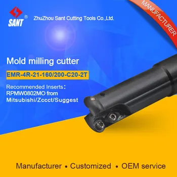 

SANT Indexable Milling cutter mold milling tools EMR-4R-21-160-C20-2T match with cnc carbide inserts RPMW0802MO