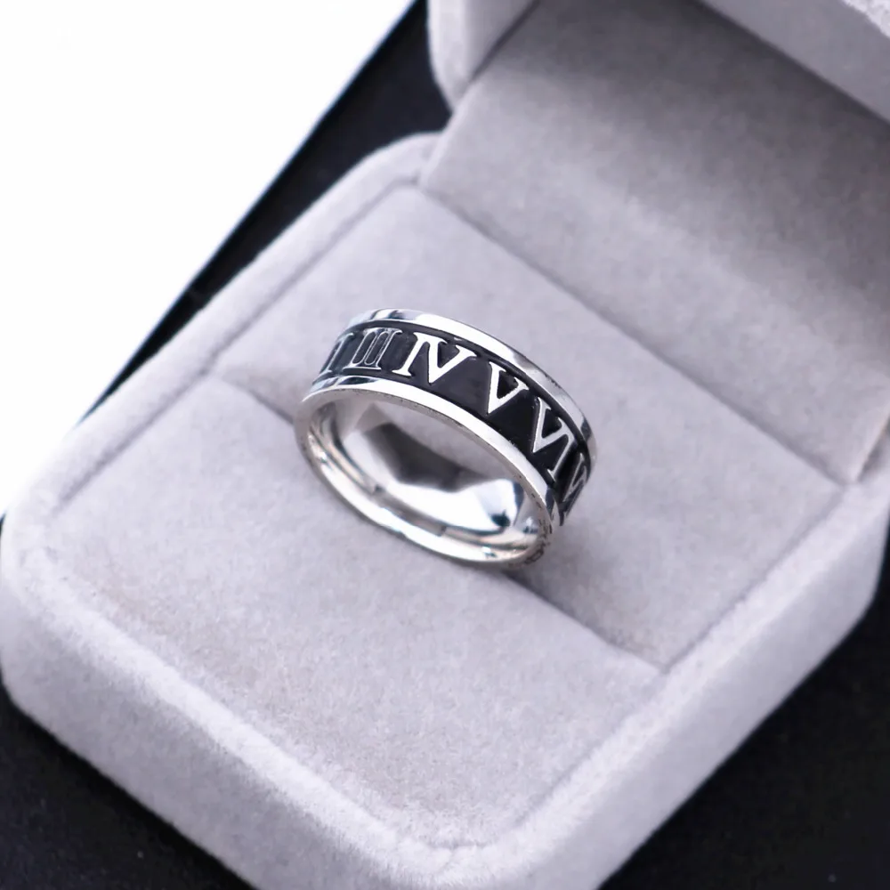 Кольцо из титана для мужчин и женщин Винтажное кольцо с римскими цифрами