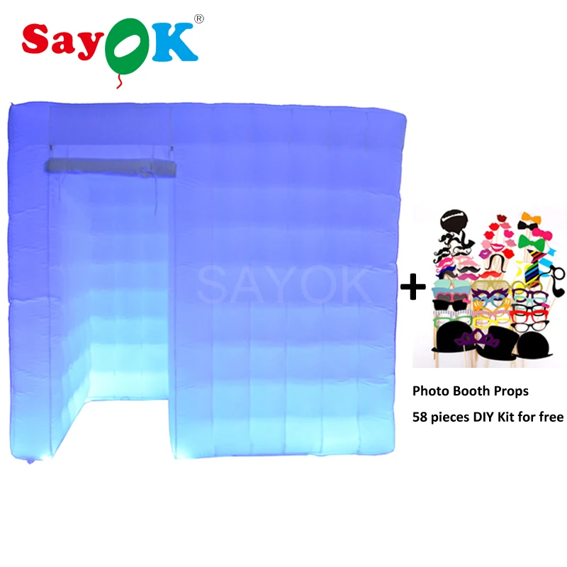 Inflatable Photo Booth,Inflatable Cube Tent With Left Door 16 Led Colors for Wedding Party Hot Sale