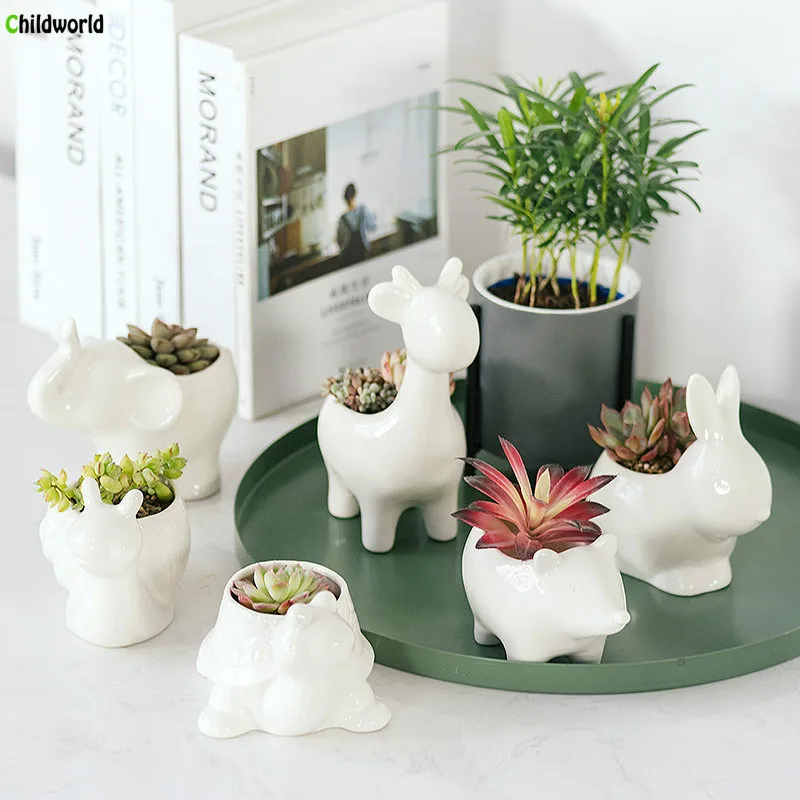 

Multi-meat Pot Ceramic Flower Pot Tabletop Potted Handicraft Creative Multi-meat Flower Pot Ceramic Animal Decoration
