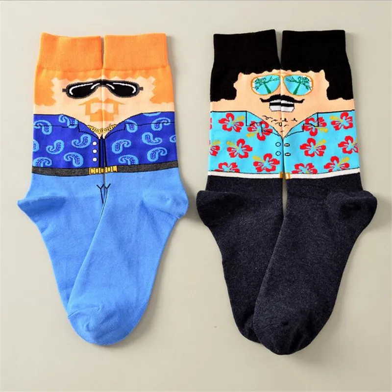 Новые модные милые счастливые мужские хлопковые носки художественные носки Sokken удобные забавные длинные носки скейтбордиста для мужчин Calcetines уличная