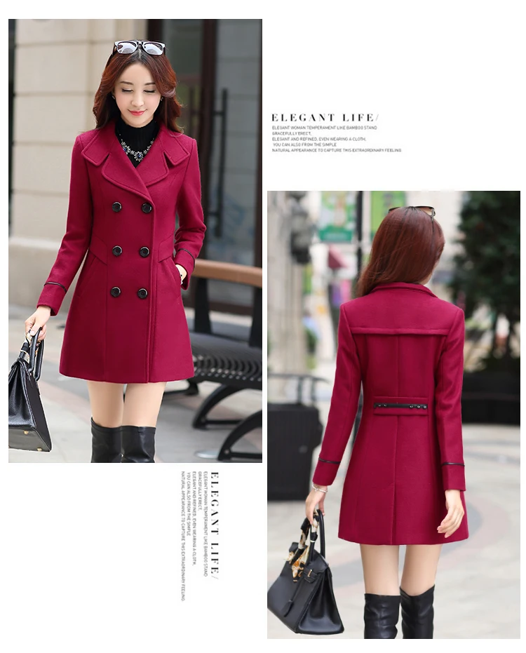 2017 Korean version of the new spring section of the female woolen slim thin woolen jacket in the long paragraph thin section Nizi coat (22)