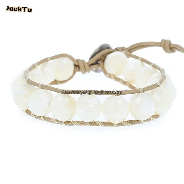 

8mm natural mother of pearl large bead bracelet for woman and men