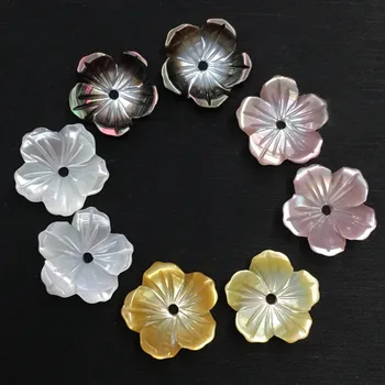 

10mm Carved Shell Flower Charms Center Drilled 5 Petals Flower Shell Stone Focal Beads DIY Shell Stuff Findings 10 pieces/lot