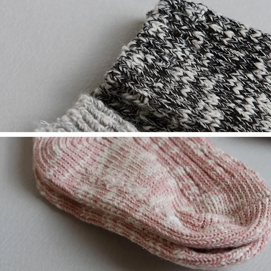 Модные вязаные детские носки в снежных пятнах; сезон осень-зима; мягкие теплые носки для маленьких девочек и мальчиков; толстые носки до щиколотки для новорожденных