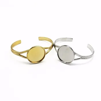 

5 PCS 20mm 25mm Round Cabochon Base 6 Colors Plated Metal Copper Bangle Base Settings For Jewelry Making