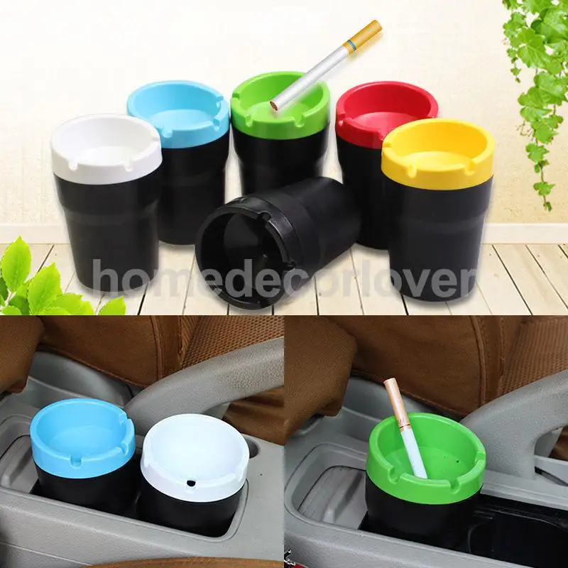 Colorful Portable Car Ashtray Cylinder Plastic Cigarette Butt Bucket