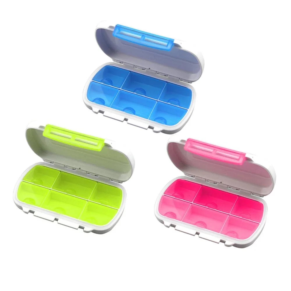 AOTU Multifunctional Compact Size Medicine Pill Box Portable 6 Lattice